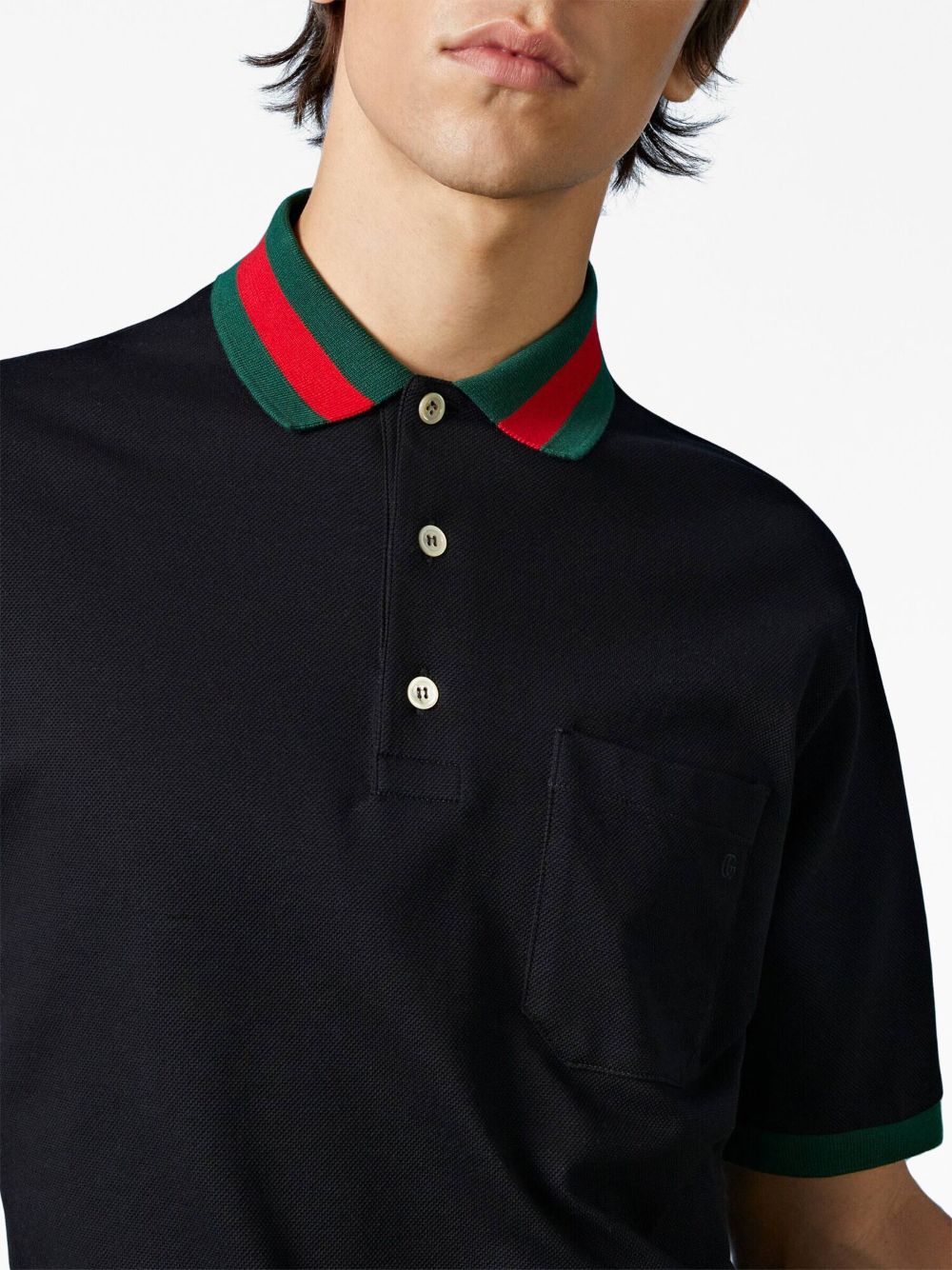 web stripe collar piqué polo shirt by gucci - bottegalusso: premier destination for modern luxury menswear