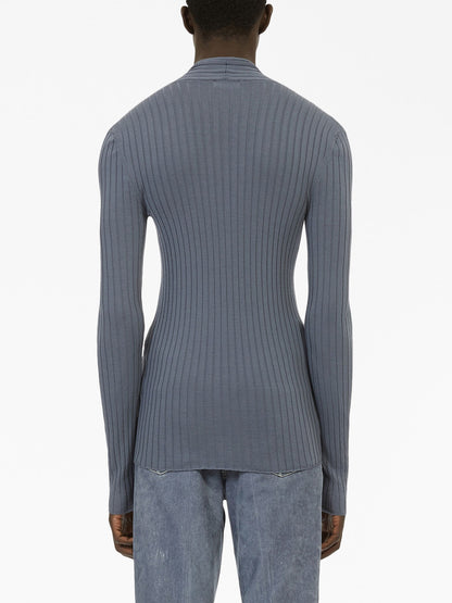 V Neck Ribbed Knit Jumper by Ferragamo - bottegalusso: Premier Destination for Modern Luxury Menswear