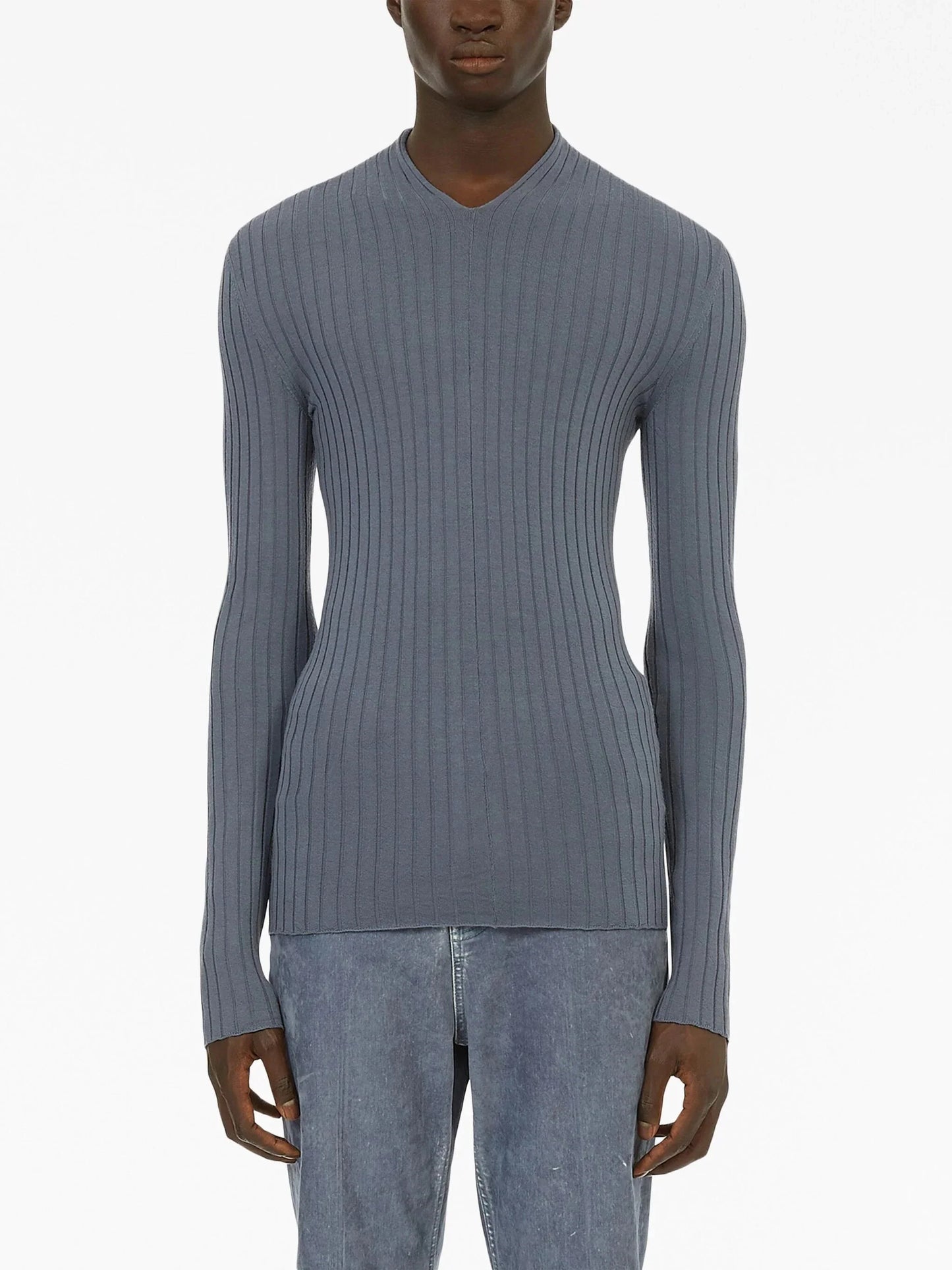 v neck ribbed knit jumper by ferragamo - bottegalusso: premier destination for modern luxury menswear