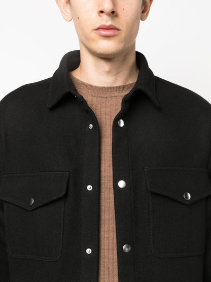 Press Stud Flannel Overshirt by There Was One - bottegalusso: Premier Destination for Modern Luxury Menswear