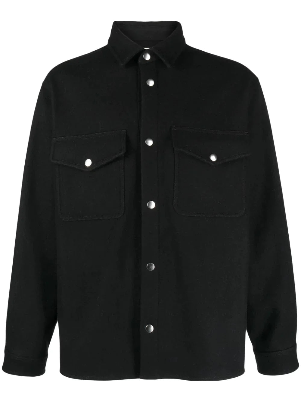 press stud flannel overshirt by there was one - bottegalusso: premier destination for modern luxury menswear