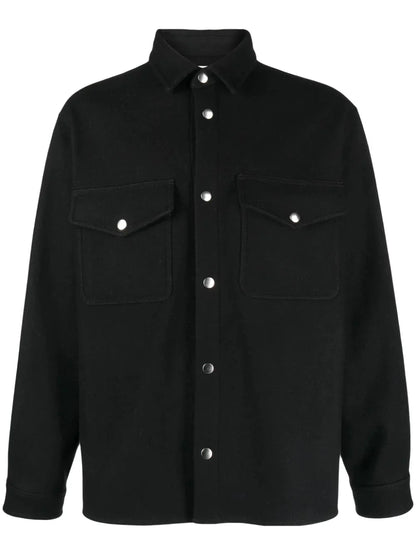 Press Stud Flannel Overshirt by There Was One - bottegalusso: Premier Destination for Modern Luxury Menswear