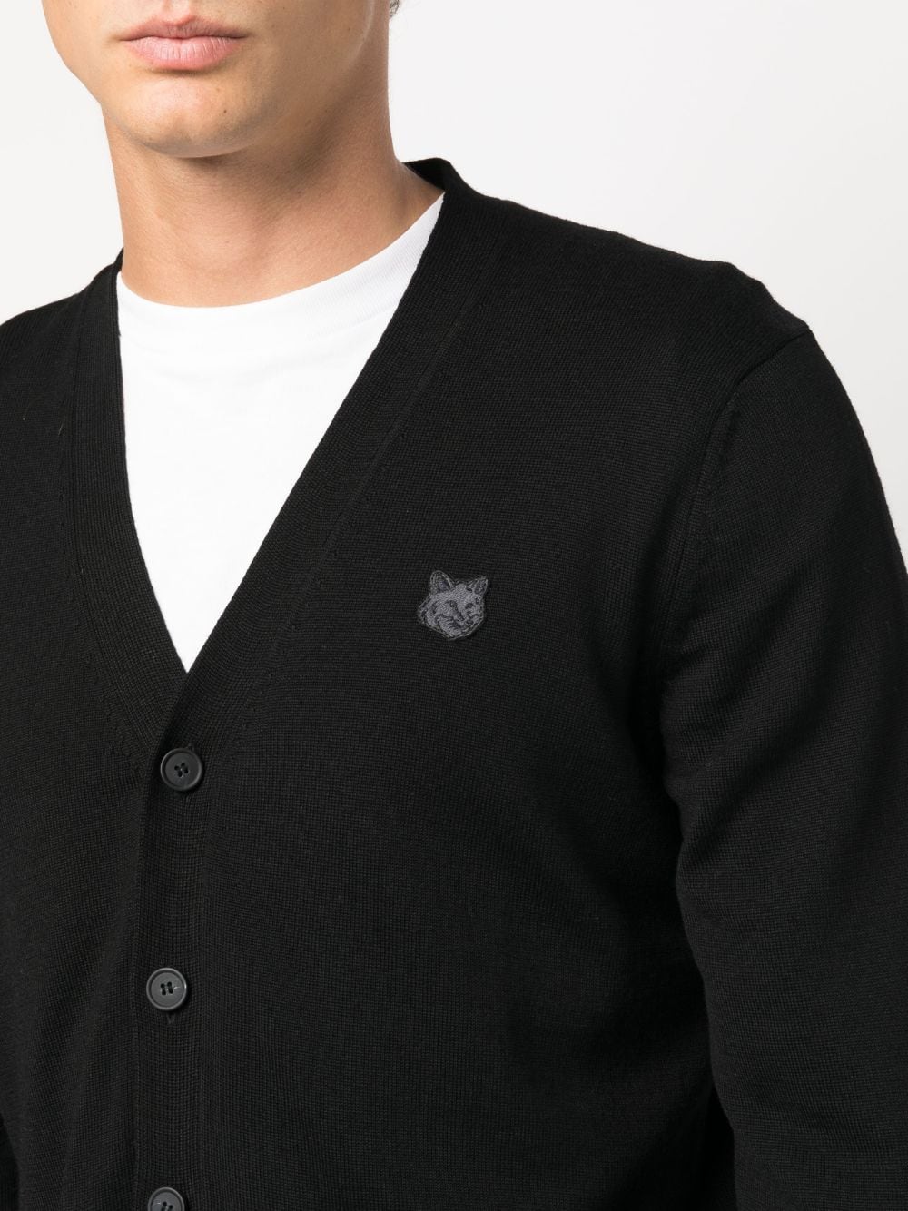 v-neck wool cardigan by maison kitsuné - bottegalusso: premier destination for modern luxury menswear