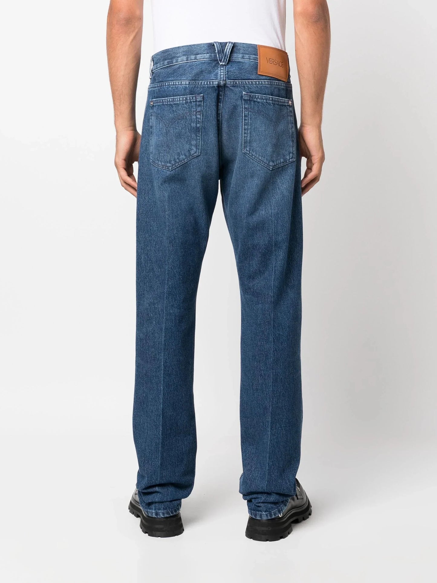 straight leg mid rise jeans by versace - bottegalusso: premier destination for modern luxury menswear