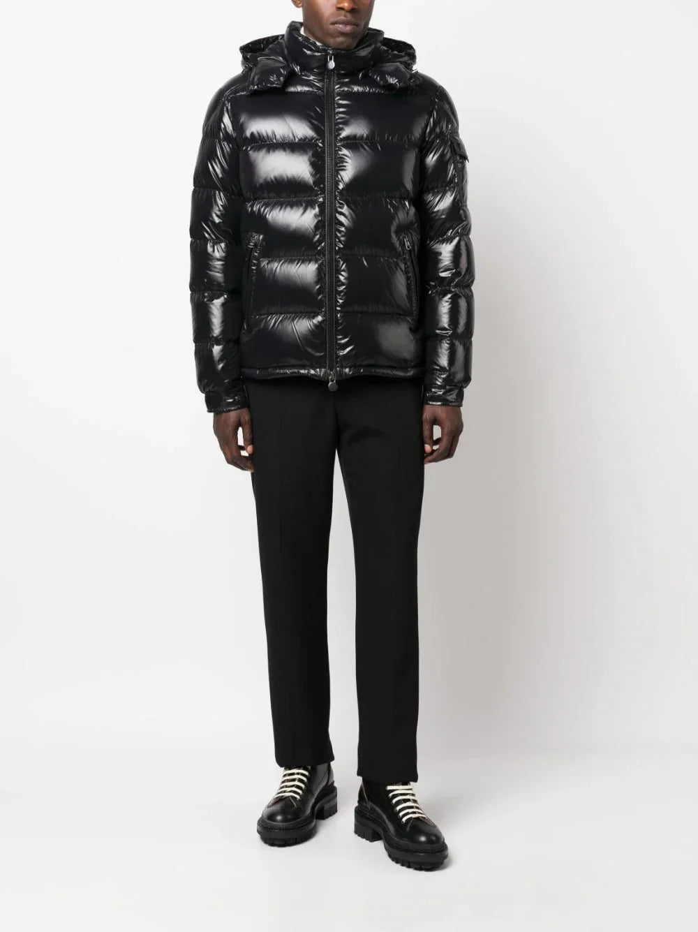 maya zip-up padded hooded jacket by moncler - bottegalusso: premier destination for modern luxury menswear