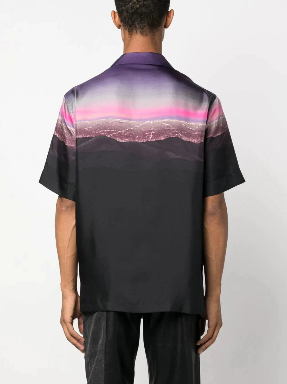 logo print silk shirt by versace - bottegalusso: premier destination for modern luxury menswear