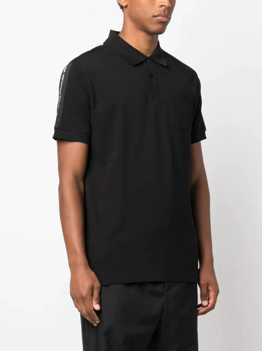 logo tape cotton polo shirt by versace jeans couture - bottegalusso: premier destination for modern luxury menswear