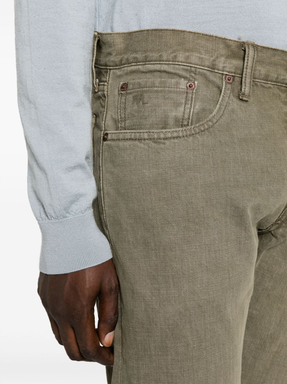 slim cut cotton jeans by ralph lauren rrl - bottegalusso: premier destination for modern luxury menswear