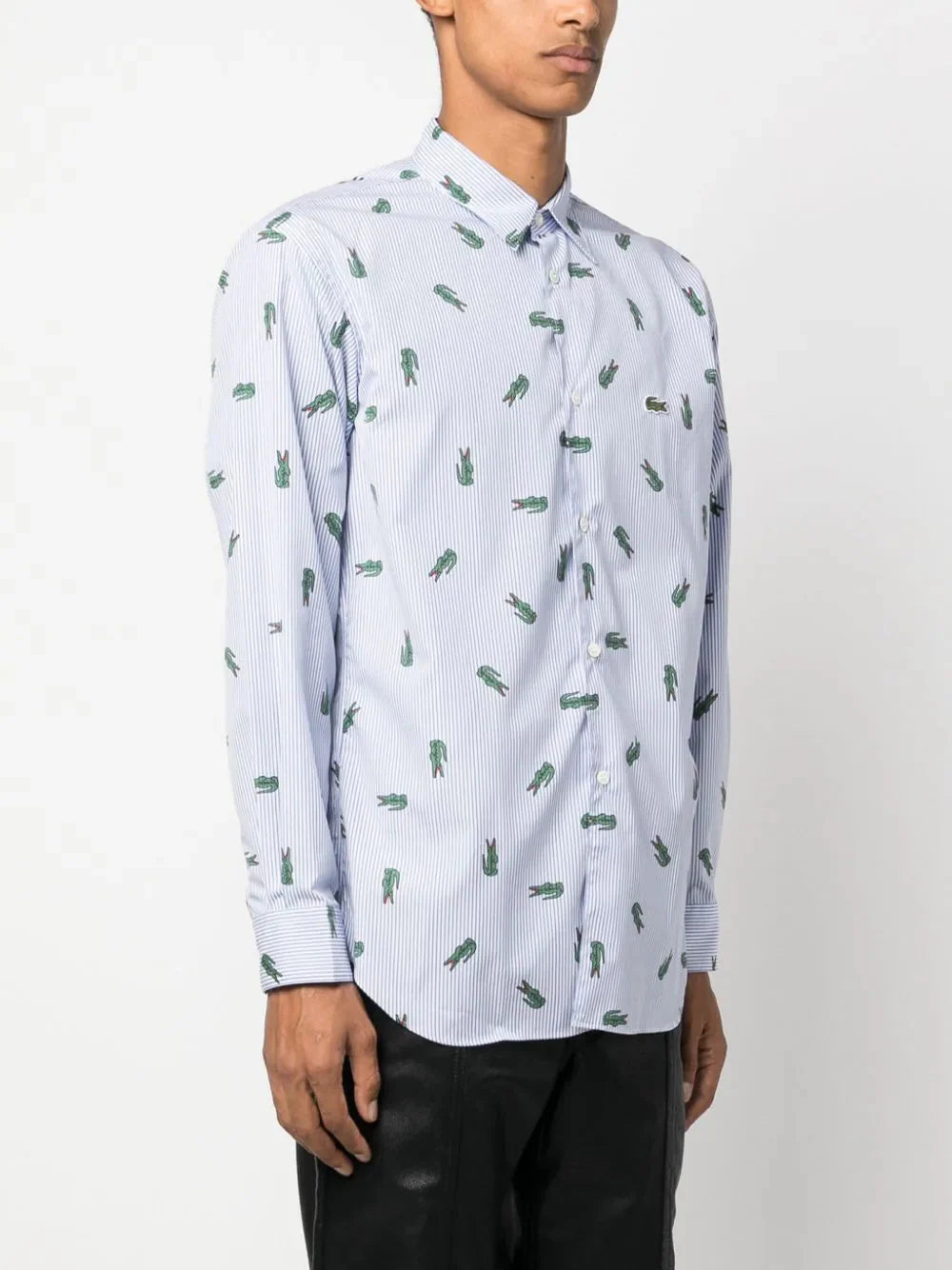 logo striped shirt by comme des garçons x lacoste - bottegalusso: premier destination for modern luxury menswear