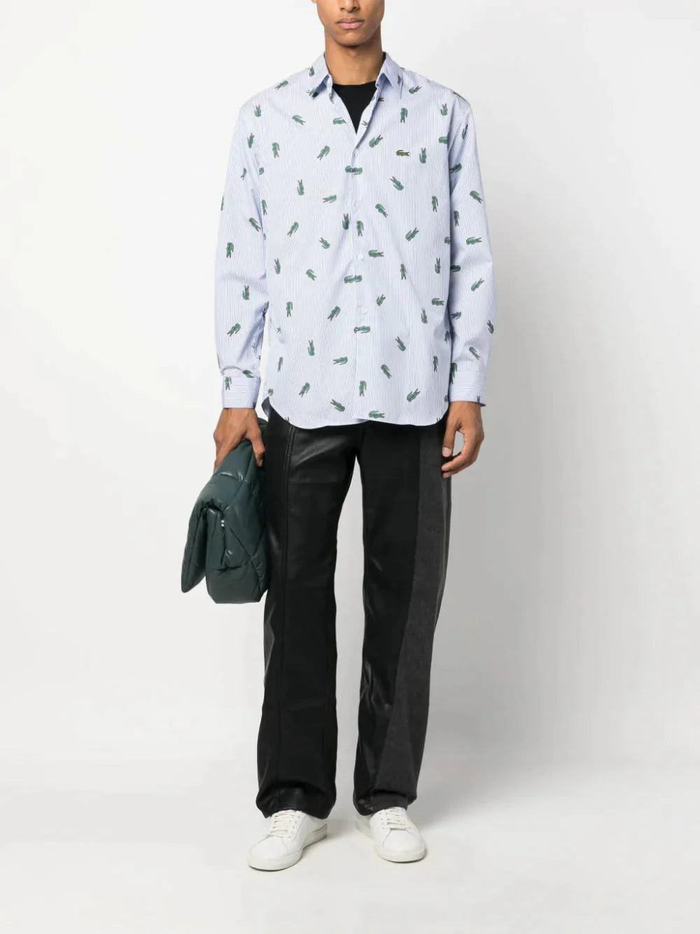 logo striped shirt by comme des garçons x lacoste - bottegalusso: premier destination for modern luxury menswear