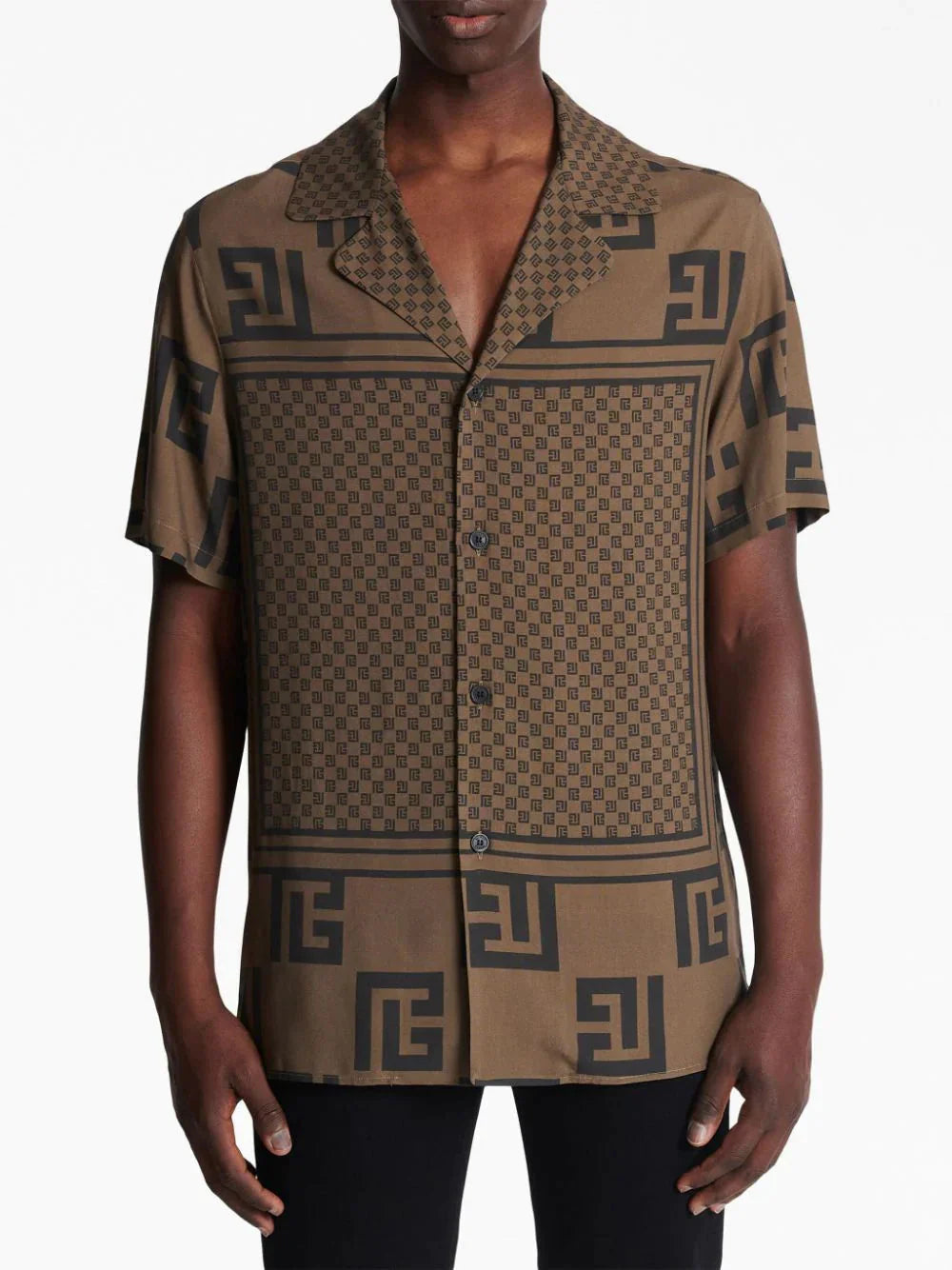 monogram scarf print shirt by balmain - bottegalusso: premier destination for modern luxury menswear