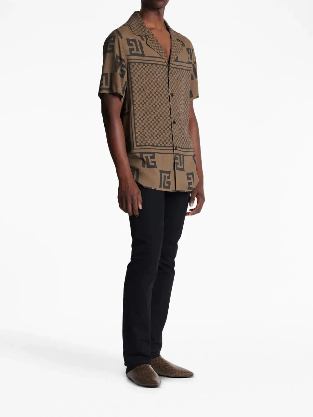 monogram scarf print shirt by balmain - bottegalusso: premier destination for modern luxury menswear