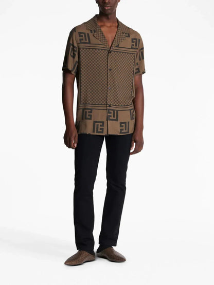 Monogram Scarf Print Shirt by Balmain - bottegalusso: Premier Destination for Modern Luxury Menswear