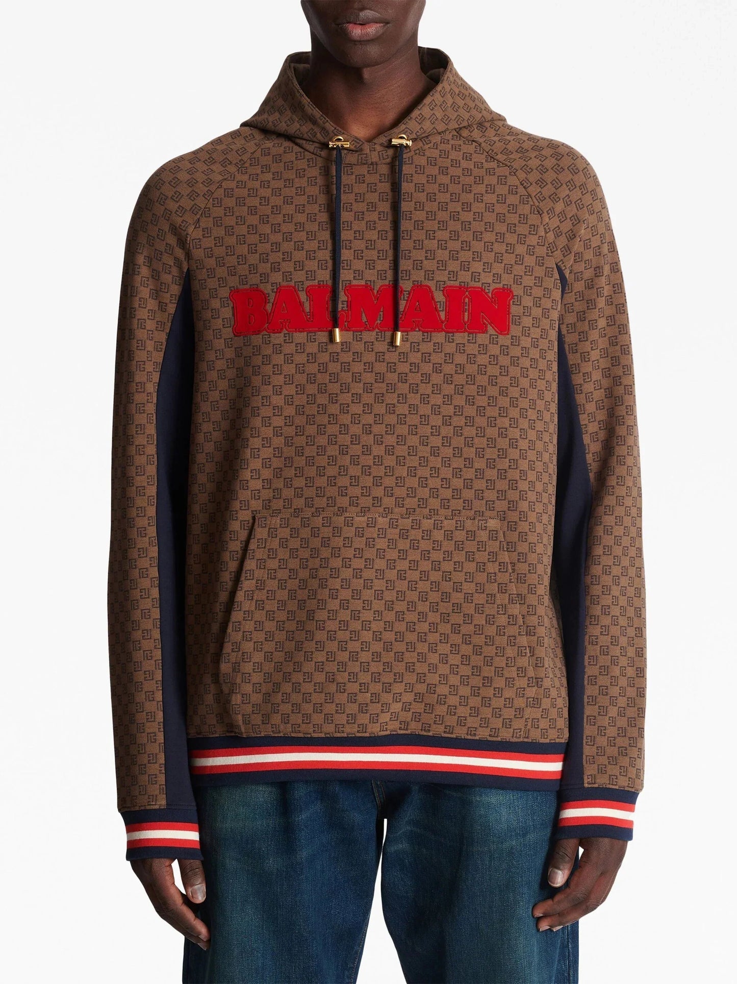 mini monogram jacquard hoodie by balmain - bottegalusso: premier destination for modern luxury menswear