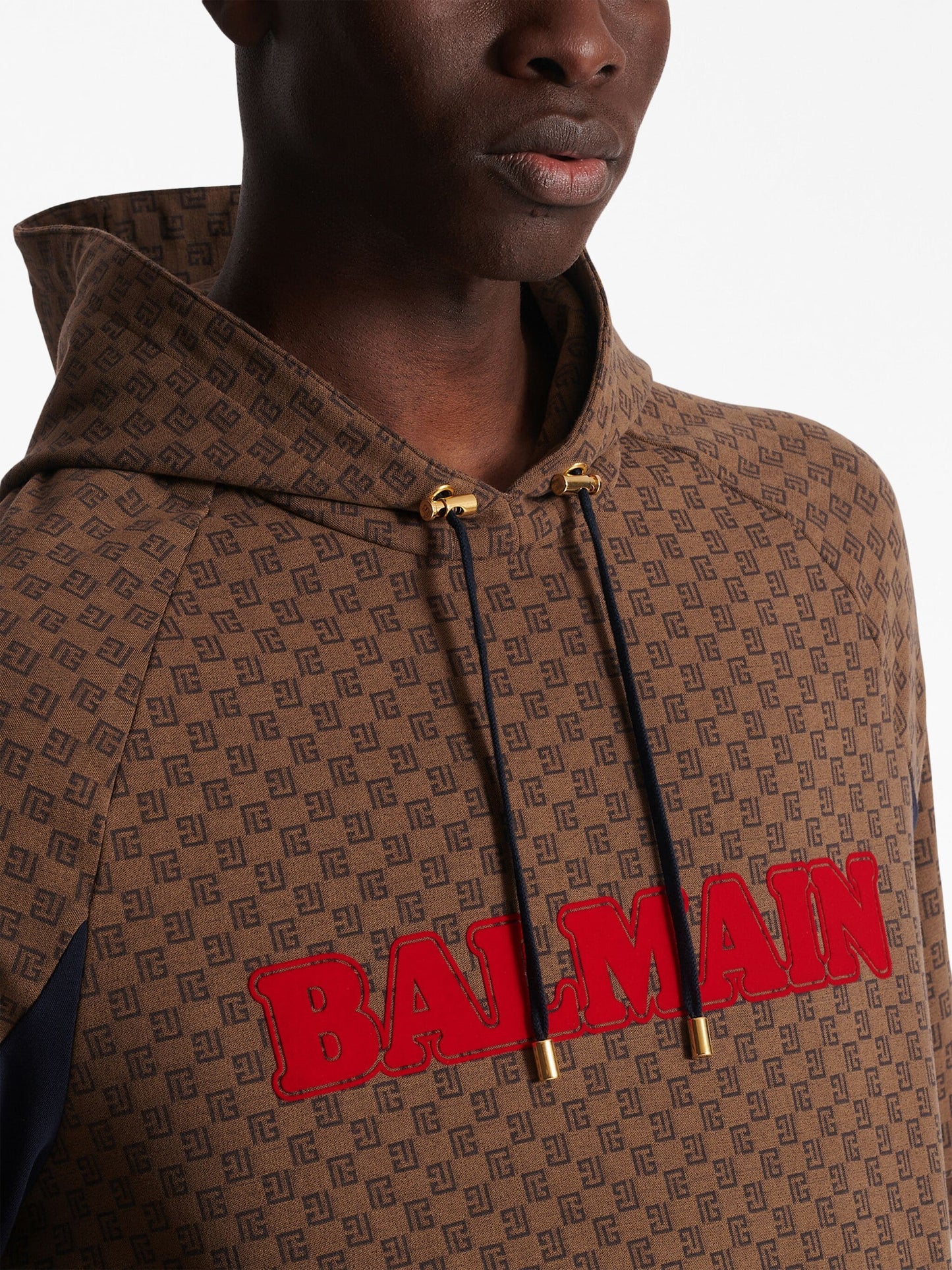 mini monogram jacquard hoodie by balmain - bottegalusso: premier destination for modern luxury menswear