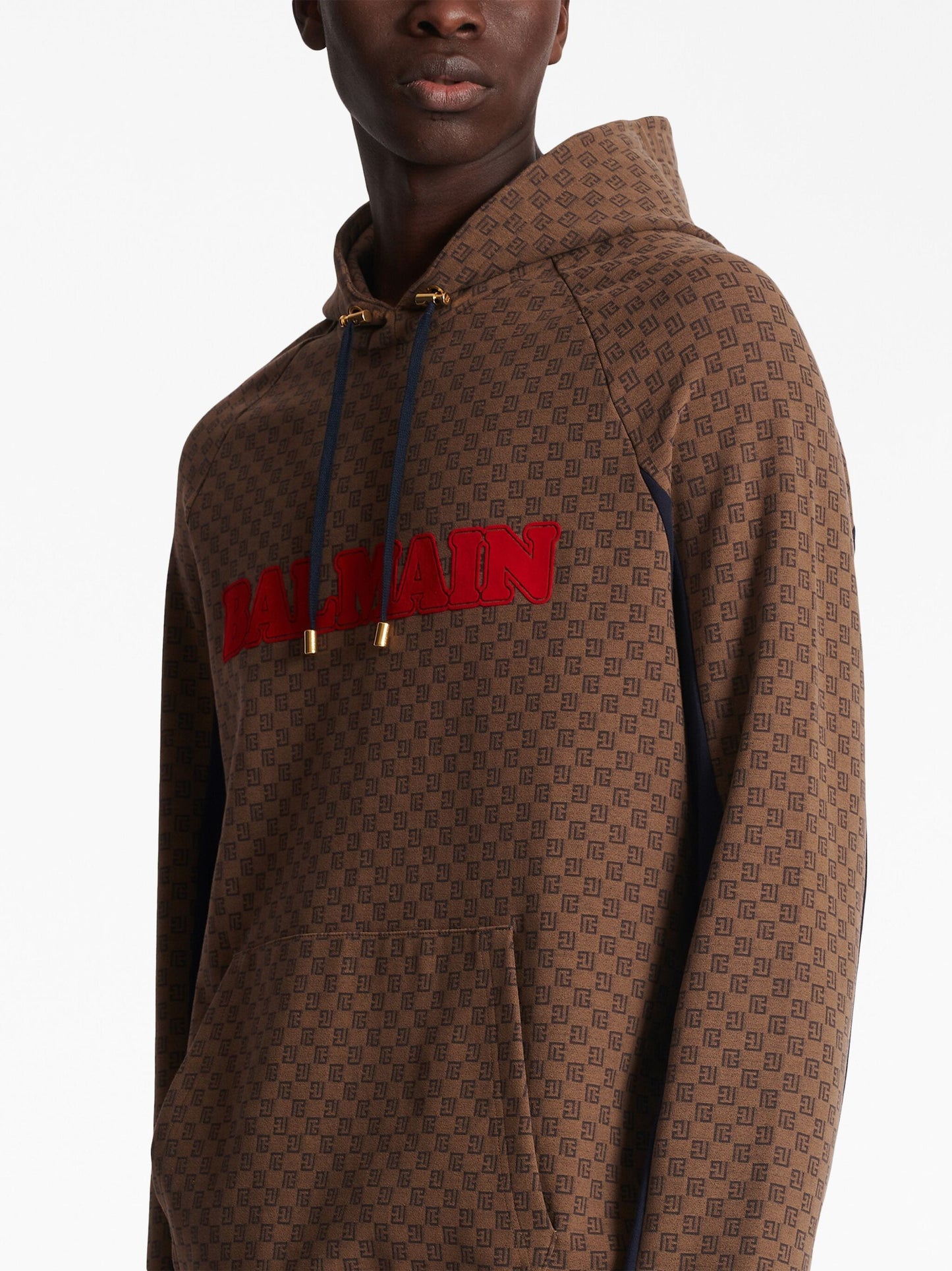 mini monogram jacquard hoodie by balmain - bottegalusso: premier destination for modern luxury menswear