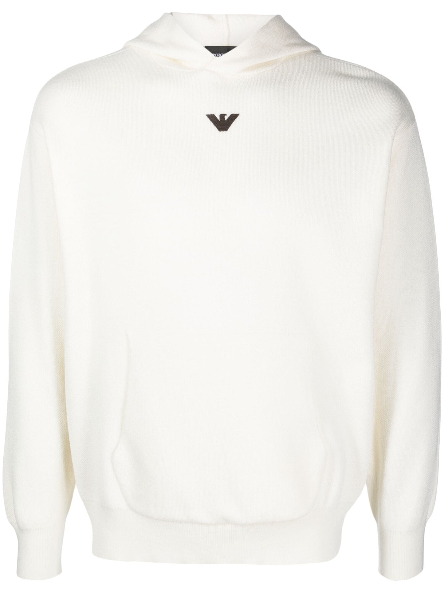 logo embroidered long sleeve hoodie by emporio armani - bottegalusso: premier destination for modern luxury menswear