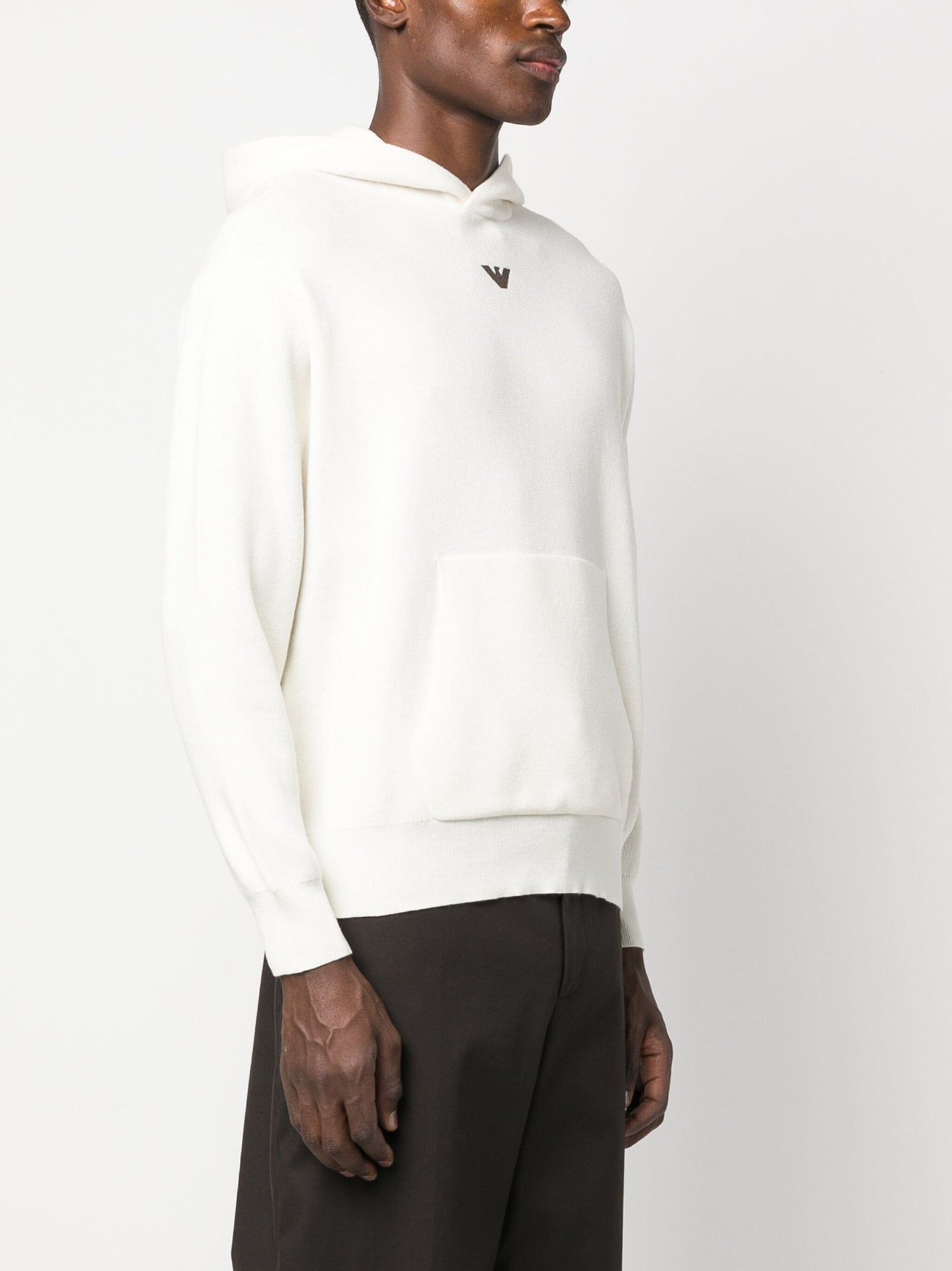 logo embroidered long sleeve hoodie by emporio armani - bottegalusso: premier destination for modern luxury menswear