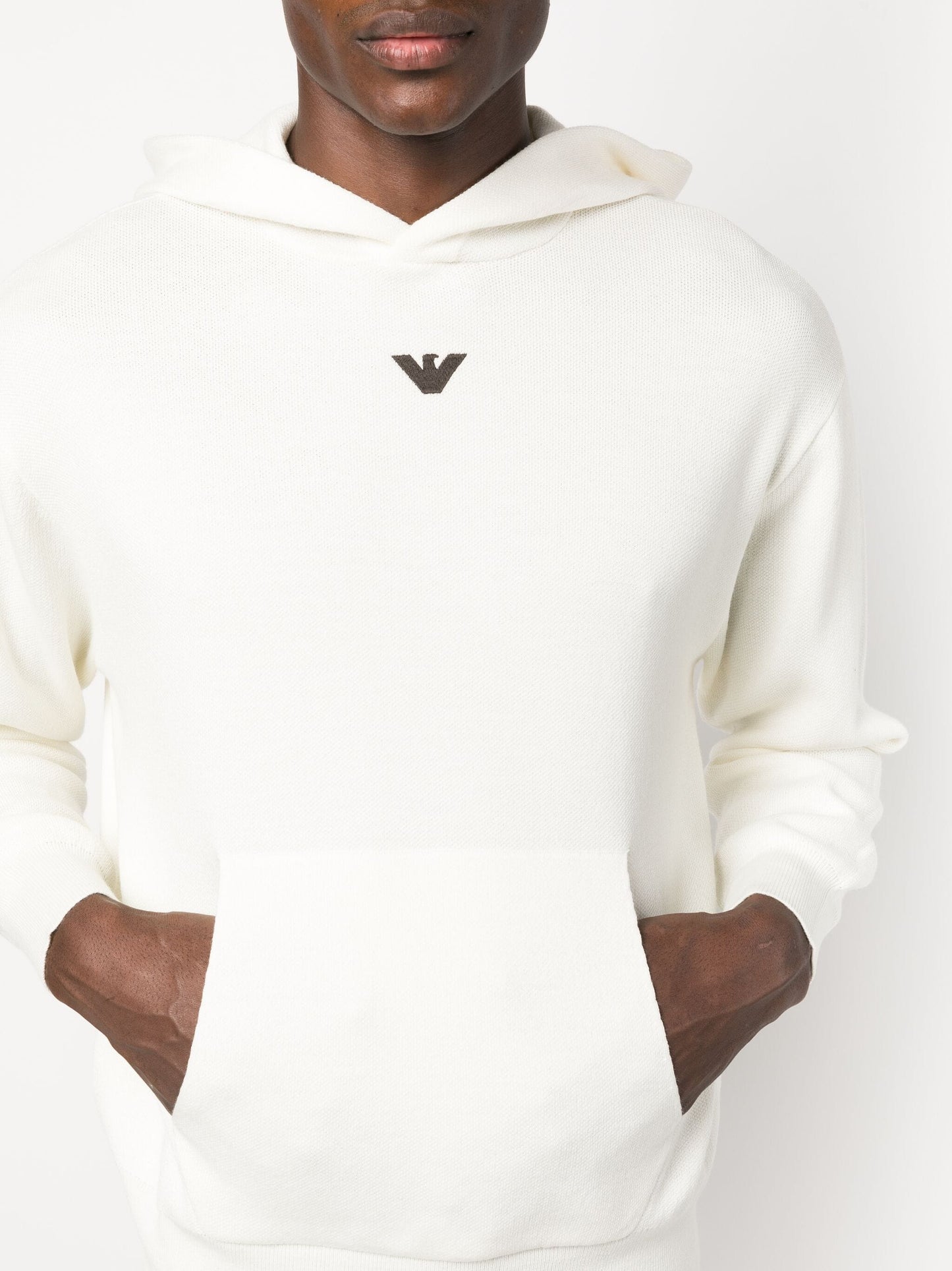 logo embroidered long sleeve hoodie by emporio armani - bottegalusso: premier destination for modern luxury menswear