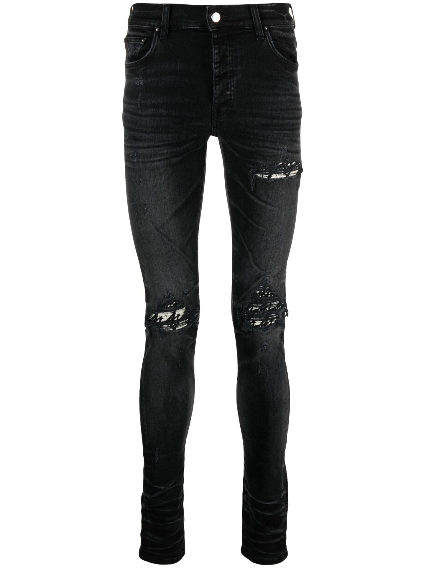 ripped detailing skinny jeans by amiri - bottegalusso: premier destination for modern luxury menswear