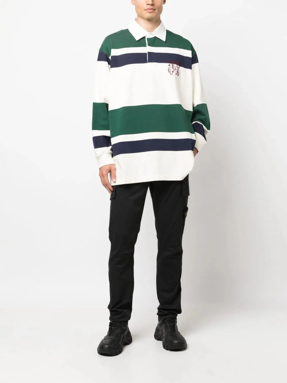 striped cotton polo shirt by palm angels - bottegalusso: premier destination for modern luxury menswear