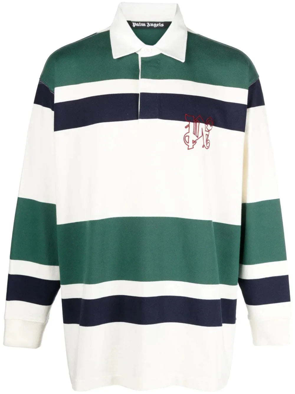 striped cotton polo shirt by palm angels - bottegalusso: premier destination for modern luxury menswear