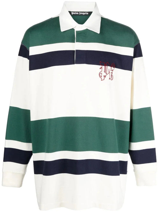 Striped Cotton Polo Shirt by Palm Angels - bottegalusso: Premier Destination for Modern Luxury Menswear