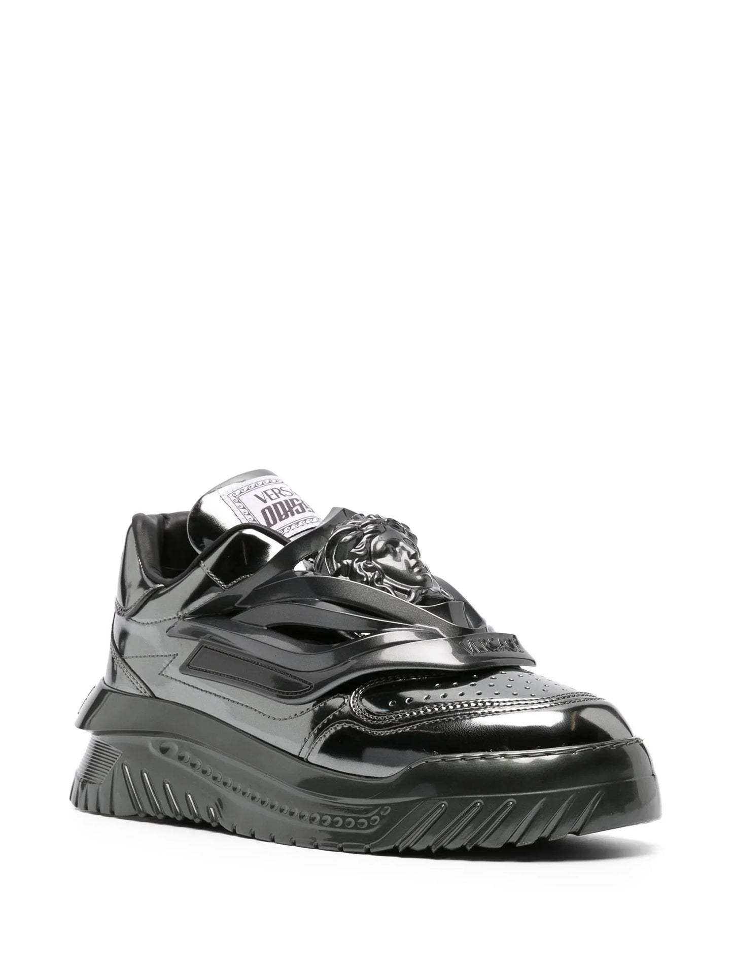 odissea metallic effect sneakers by versace - bottegalusso: premier destination for modern luxury menswear