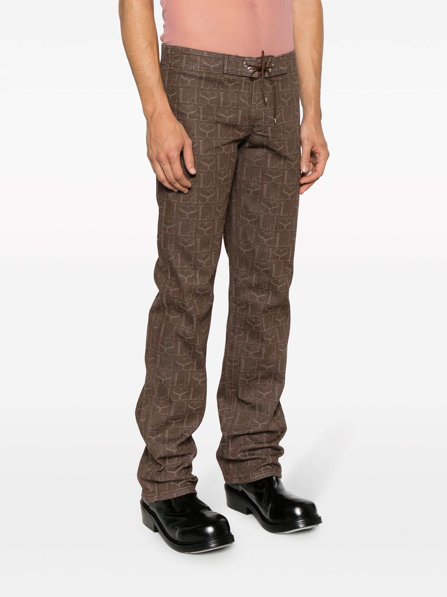 monogram print denim cargo pants by ludovic de saint sernin - bottegalusso: premier destination for modern luxury menswear