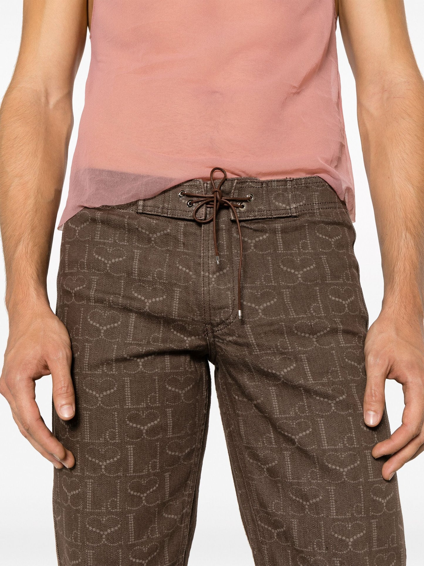 monogram print denim cargo pants by ludovic de saint sernin - bottegalusso: premier destination for modern luxury menswear