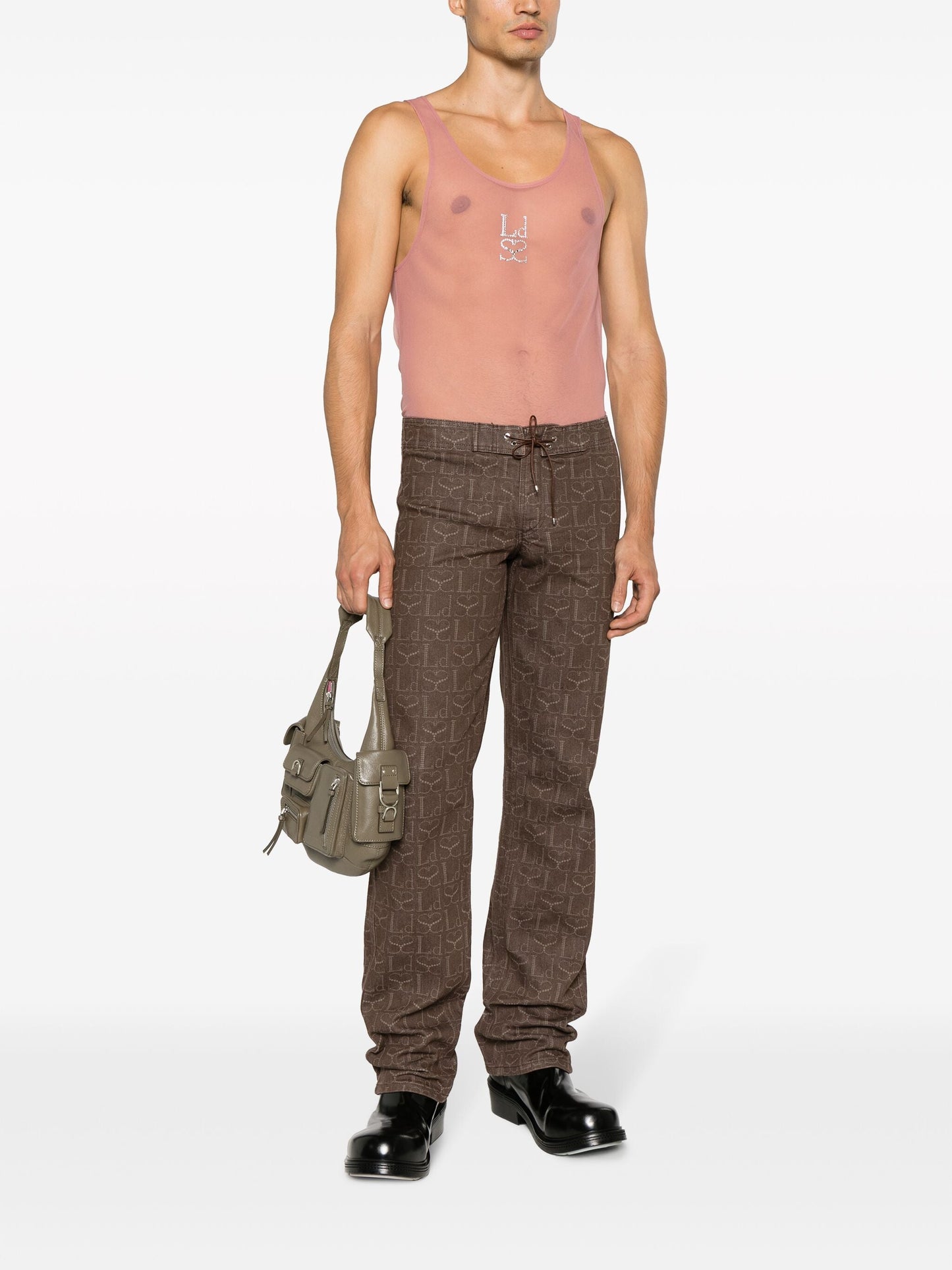 monogram print denim cargo pants by ludovic de saint sernin - bottegalusso: premier destination for modern luxury menswear