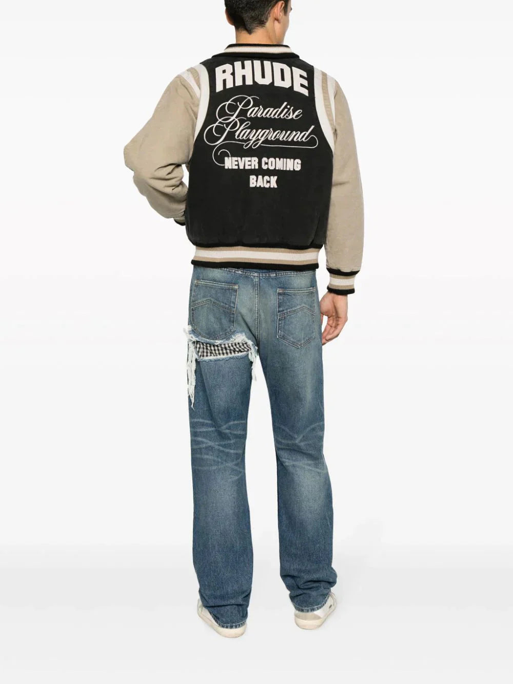 varsity bomber jacket by rhude - bottegalusso: premier destination for modern luxury menswear