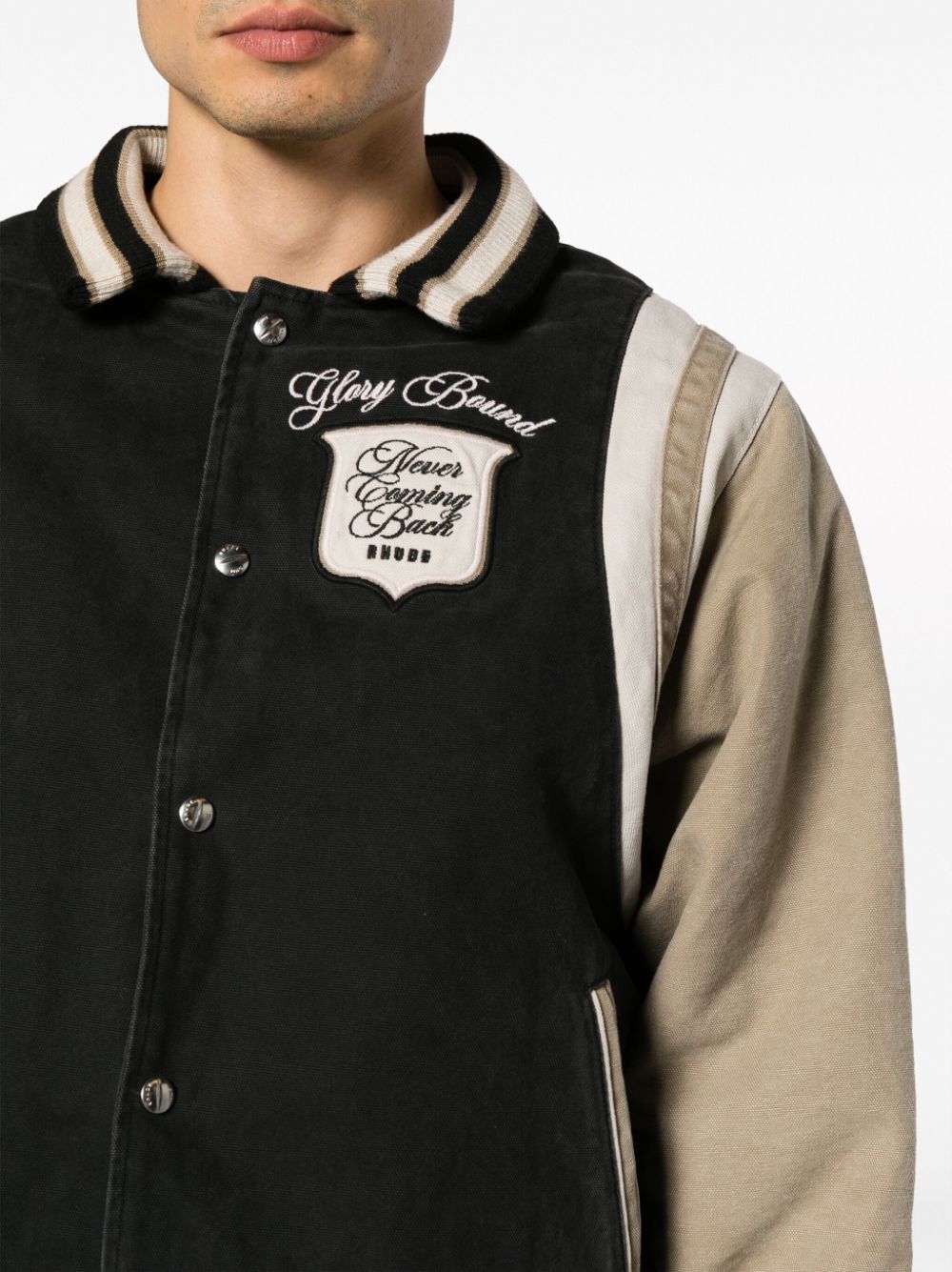 varsity bomber jacket by rhude - bottegalusso: premier destination for modern luxury menswear