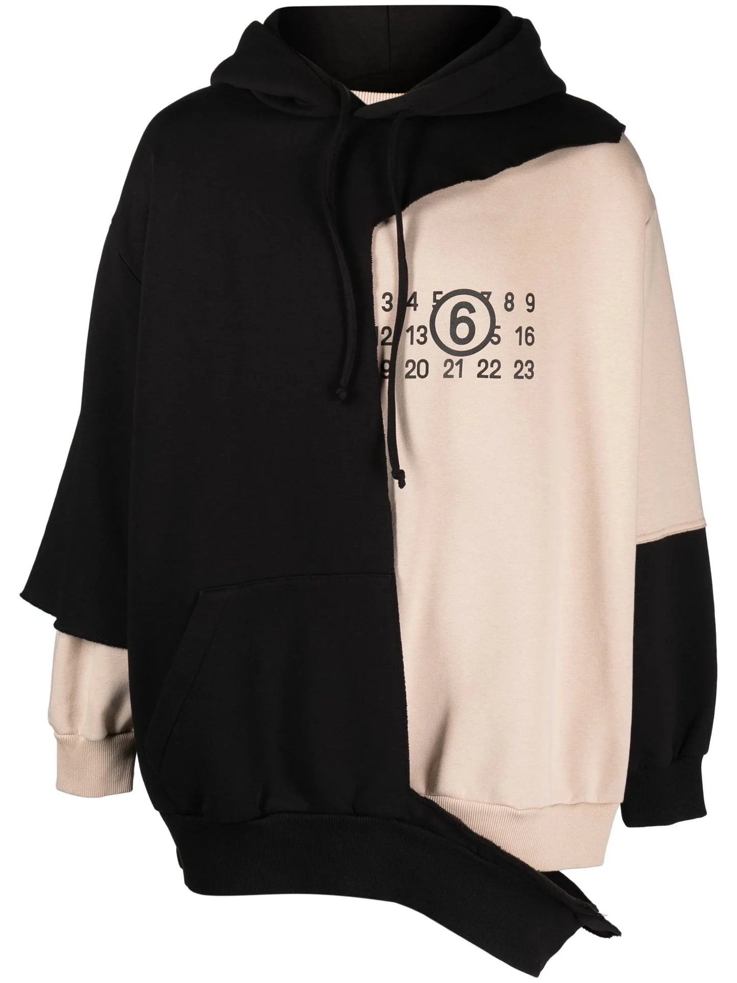 panelled asymmetric hoodie by mm6 maison margiela - bottegalusso: premier destination for modern luxury menswear