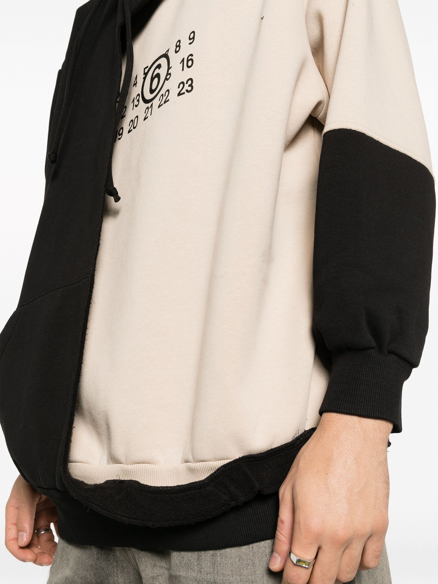 panelled asymmetric hoodie by mm6 maison margiela - bottegalusso: premier destination for modern luxury menswear