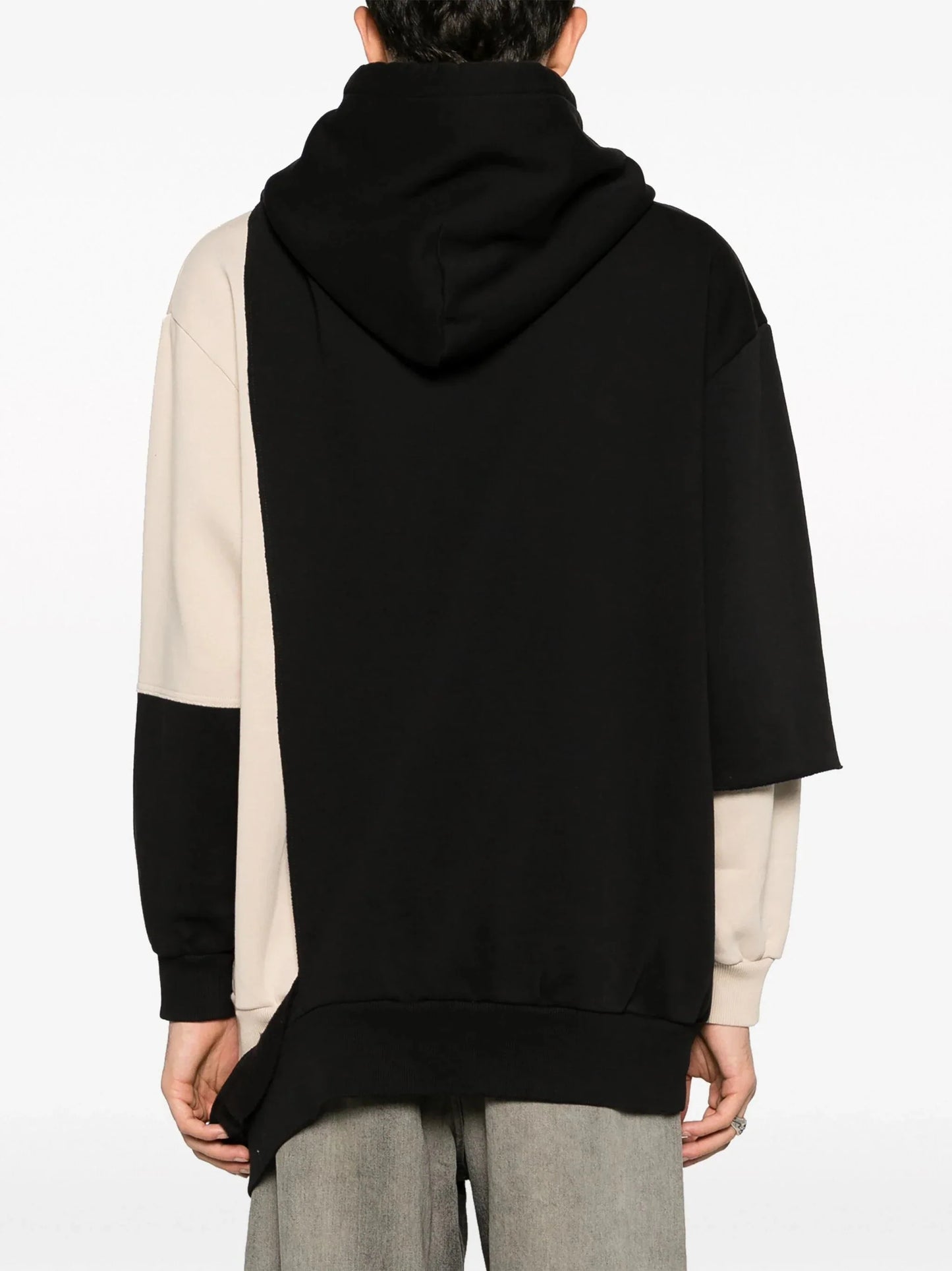 panelled asymmetric hoodie by mm6 maison margiela - bottegalusso: premier destination for modern luxury menswear