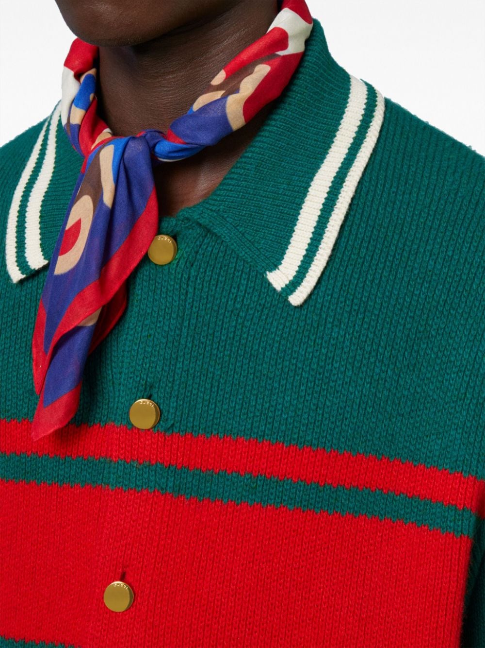 striped knitted polo shirt by gucci - bottegalusso: premier destination for modern luxury menswear