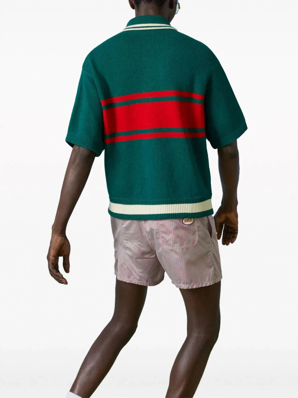 striped knitted polo shirt by gucci - bottegalusso: premier destination for modern luxury menswear