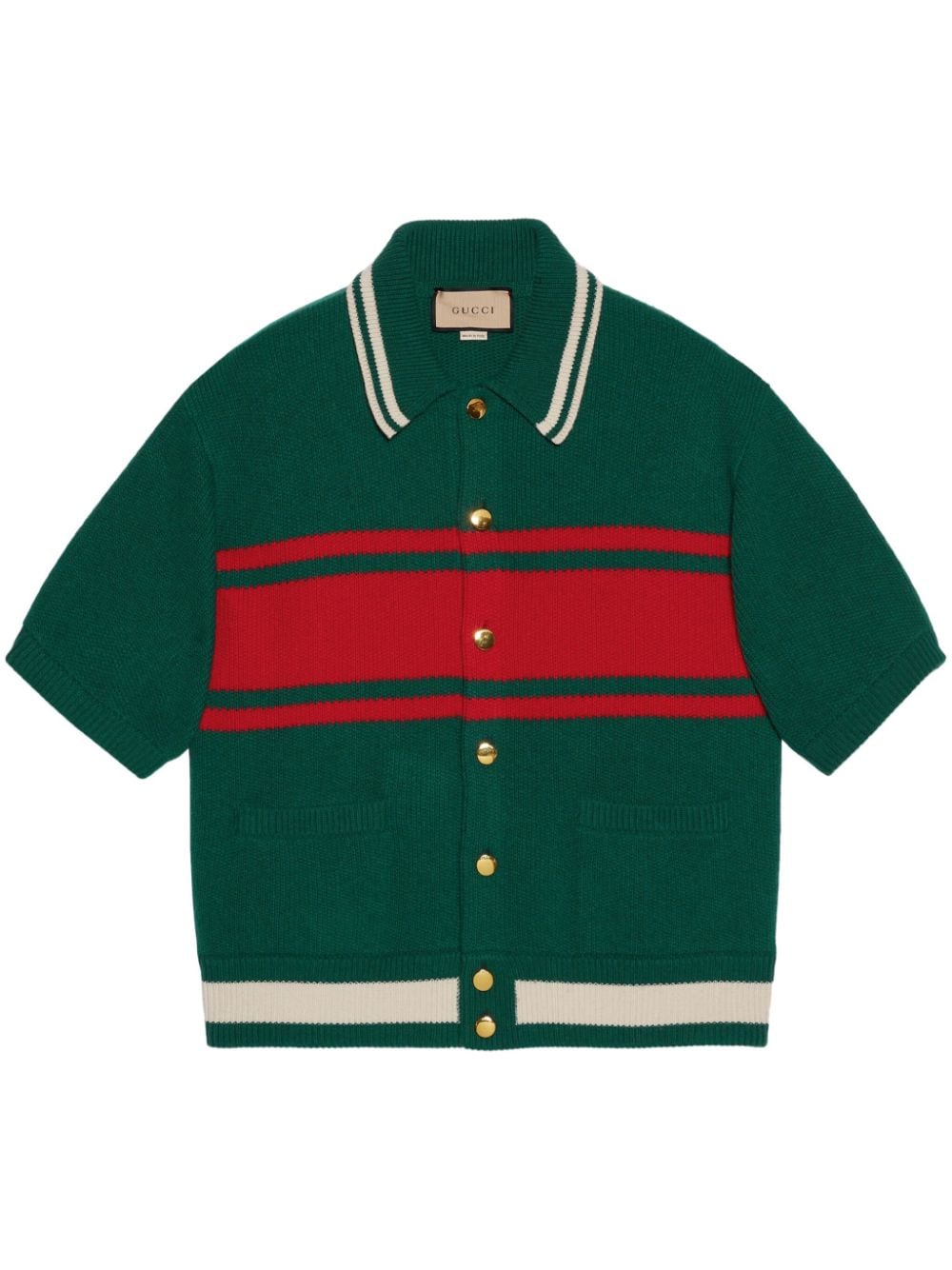 striped knitted polo shirt by gucci - bottegalusso: premier destination for modern luxury menswear