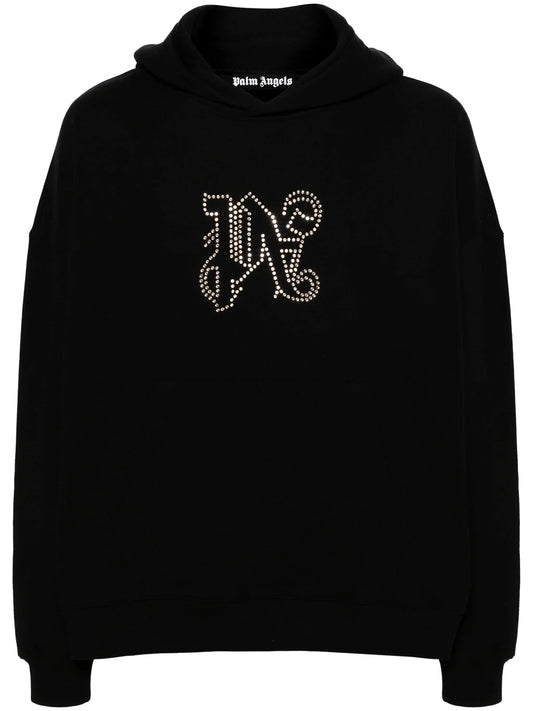 Monogram Statement Studded Cotton Hoodie by Palm Angels - bottegalusso: Premier Destination for Modern Luxury Menswear