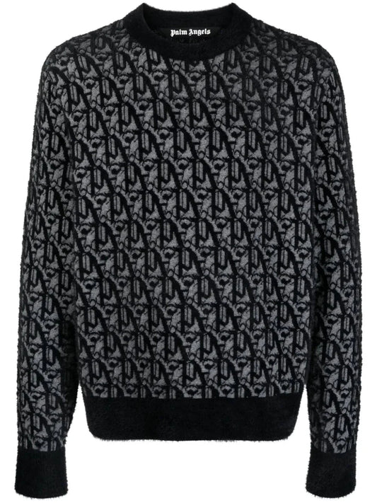 Monogram Jacquard Knitted Jumper by Palm Angels - bottegalusso: Premier Destination for Modern Luxury Menswear