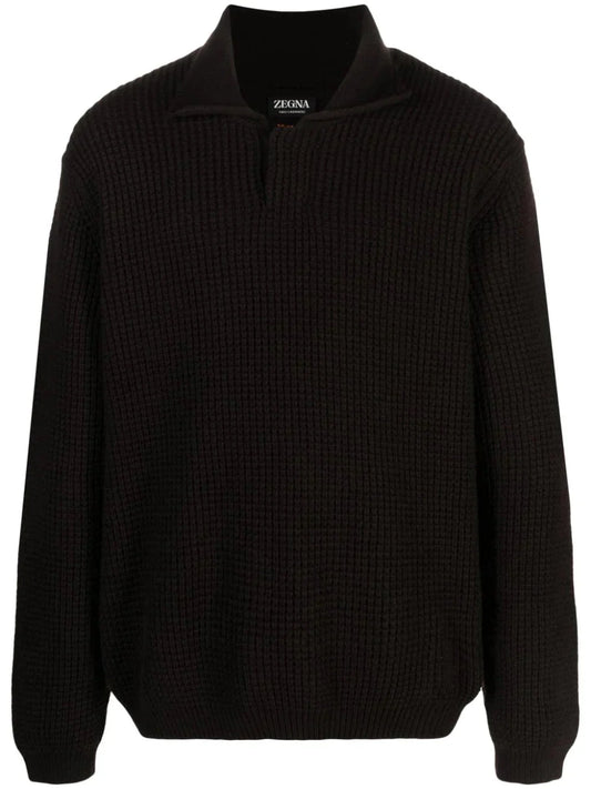 Oasi Cashmere Waffle Knit Polo Shirt by Zegna - bottegalusso: Premier Destination for Modern Luxury Menswear