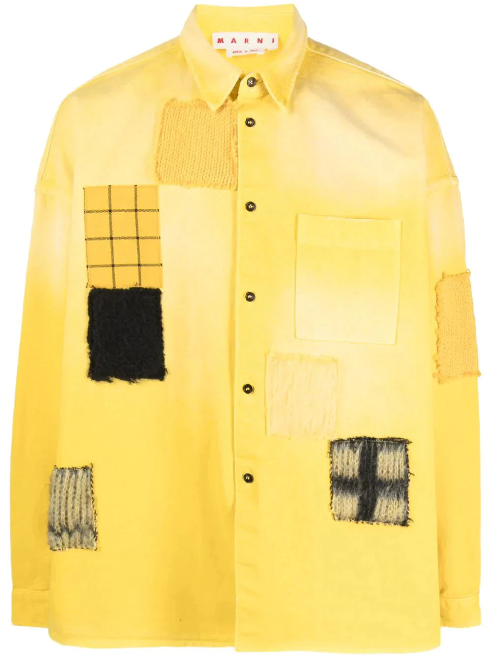 patchwork detail cotton shirt by marni - bottegalusso: premier destination for modern luxury menswear