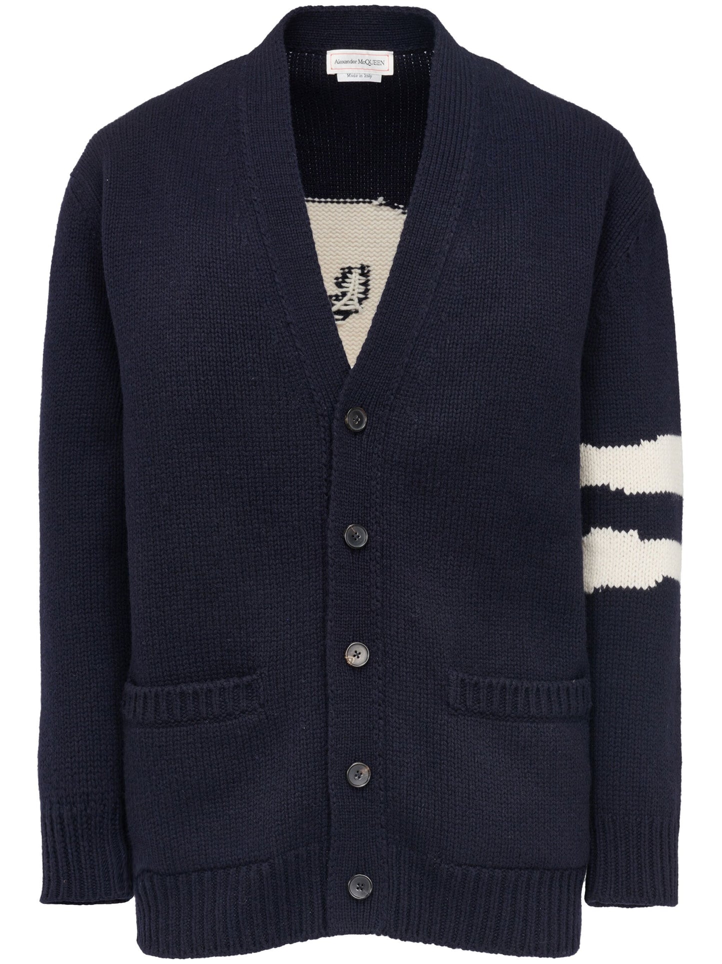 skull intarsia knit wool cardigan by alexander mcqueen - bottegalusso: premier destination for modern luxury menswear