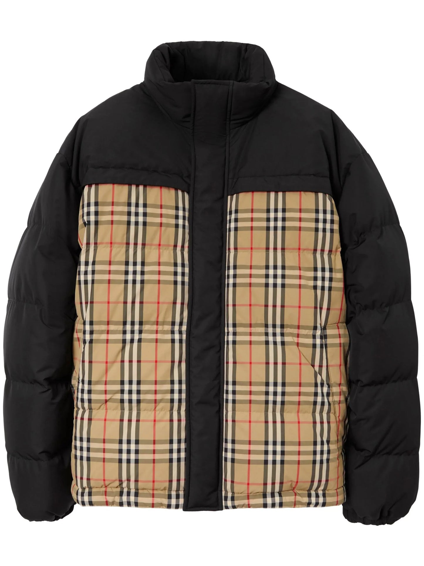 vintage check pattern reversible padded jacket