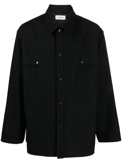 Long Sleeve Wool Blend Shirt by Lemaire - bottegalusso: Premier Destination for Modern Luxury Menswear