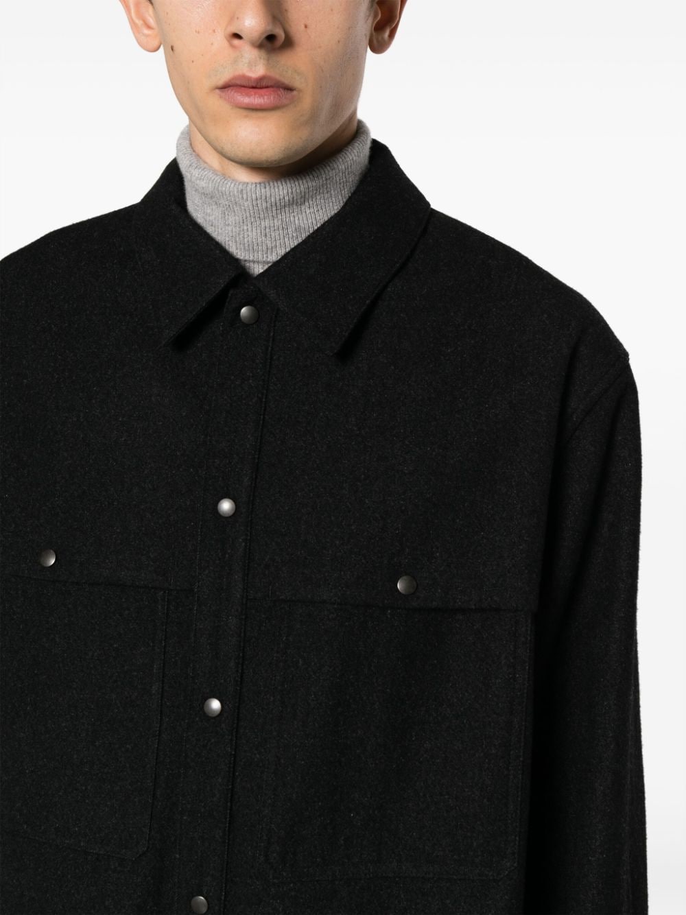 long sleeve wool blend shirt by lemaire - bottegalusso: premier destination for modern luxury menswear