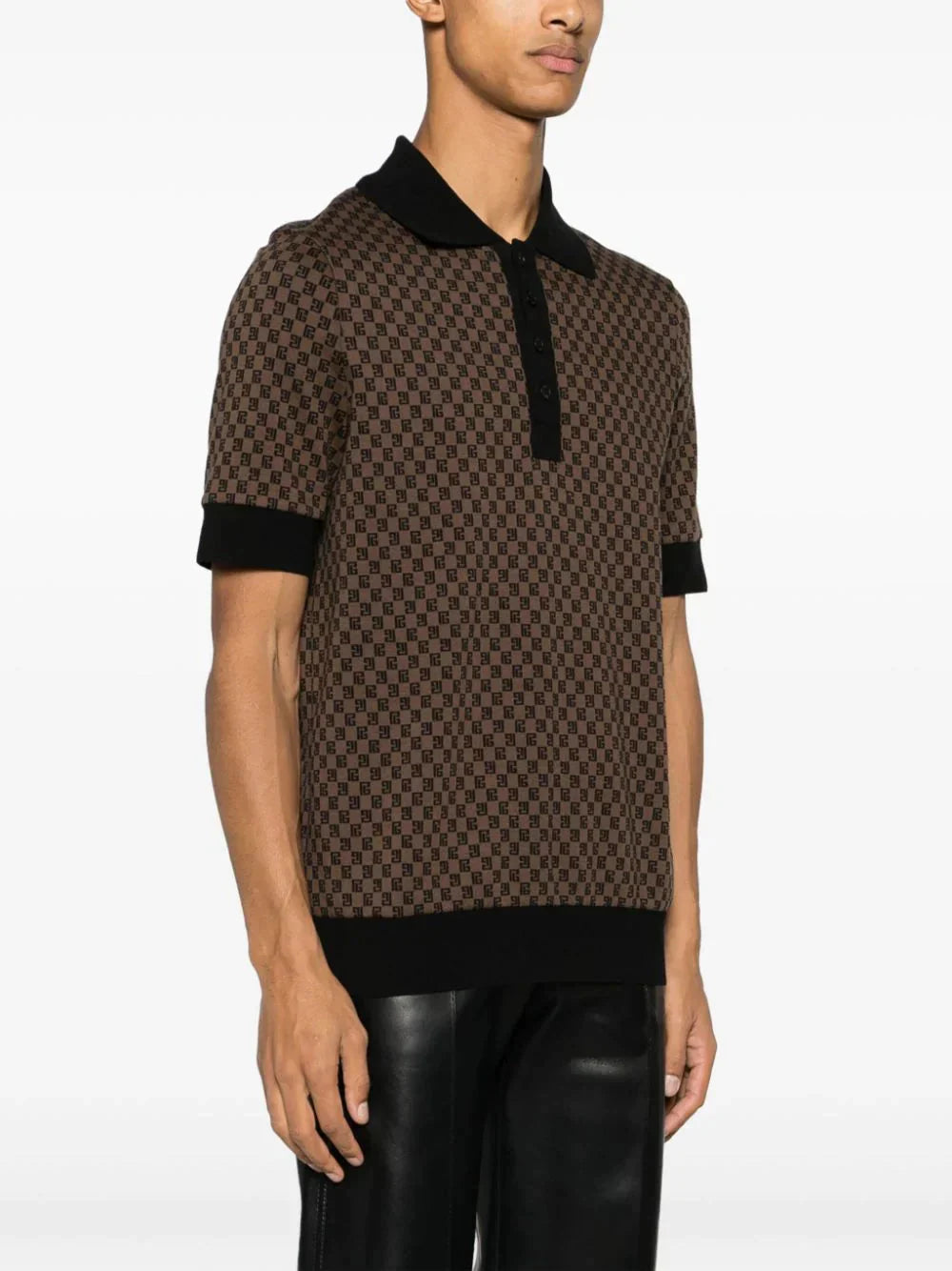 mini monogram jacquard polo shirt by balmain - bottegalusso: premier destination for modern luxury menswear