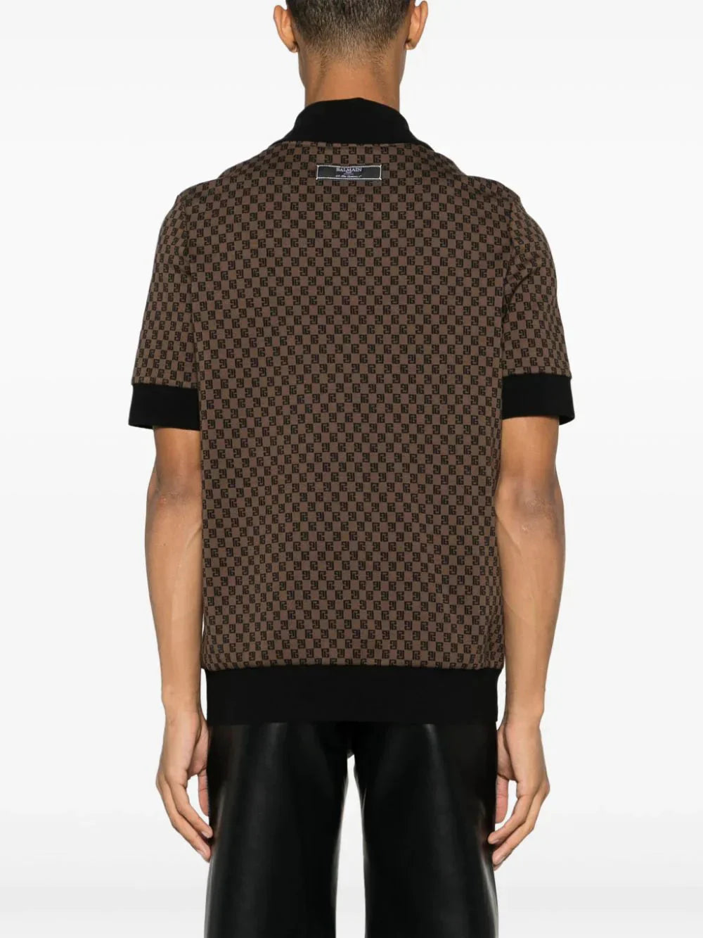 mini monogram jacquard polo shirt by balmain - bottegalusso: premier destination for modern luxury menswear