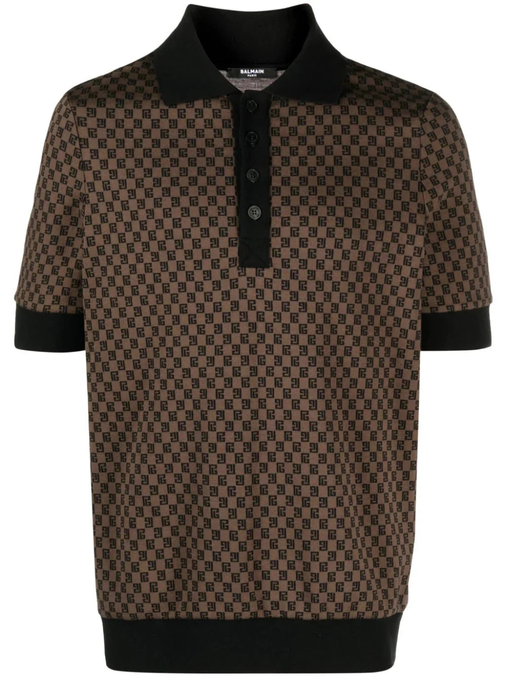 mini monogram jacquard polo shirt by balmain - bottegalusso: premier destination for modern luxury menswear